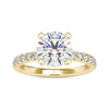 Round diamond ring with 4 prong setting in yellow gold.
