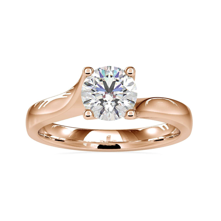 Lab grown diamond ring in bypass solitaire design.
