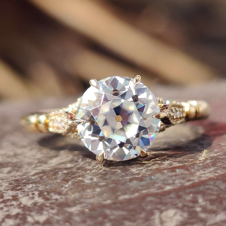 Vintage engagement ring antique moissanite ring