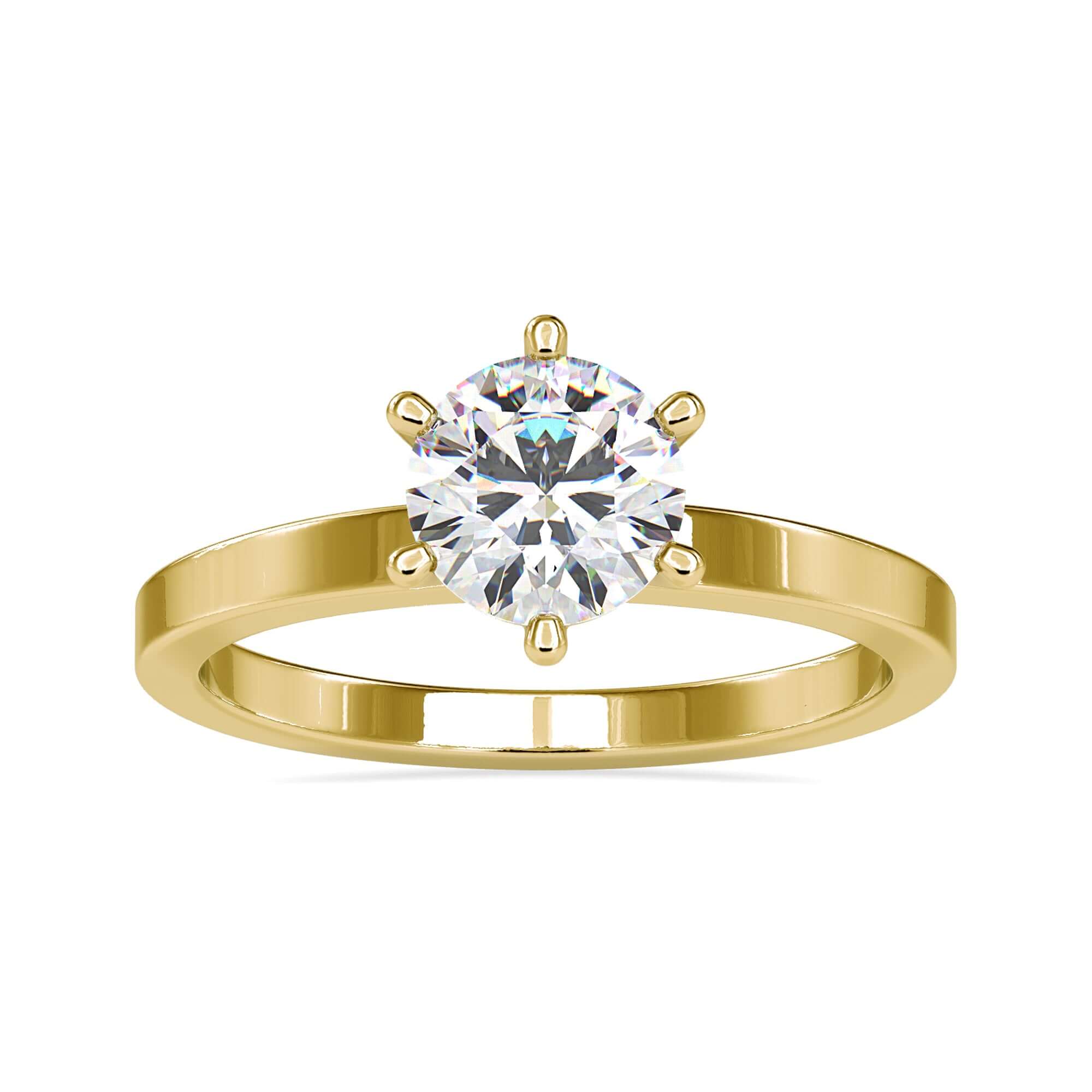 UK engagement ring with 6 prong mount and rose gold band.