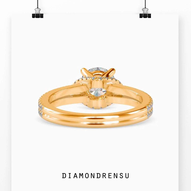 Diamondrensu UK ring with pave setting and split band.