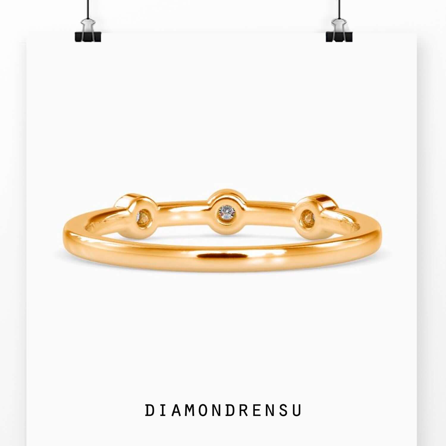 Diamondrensu UK wedding band in modern bezel design.