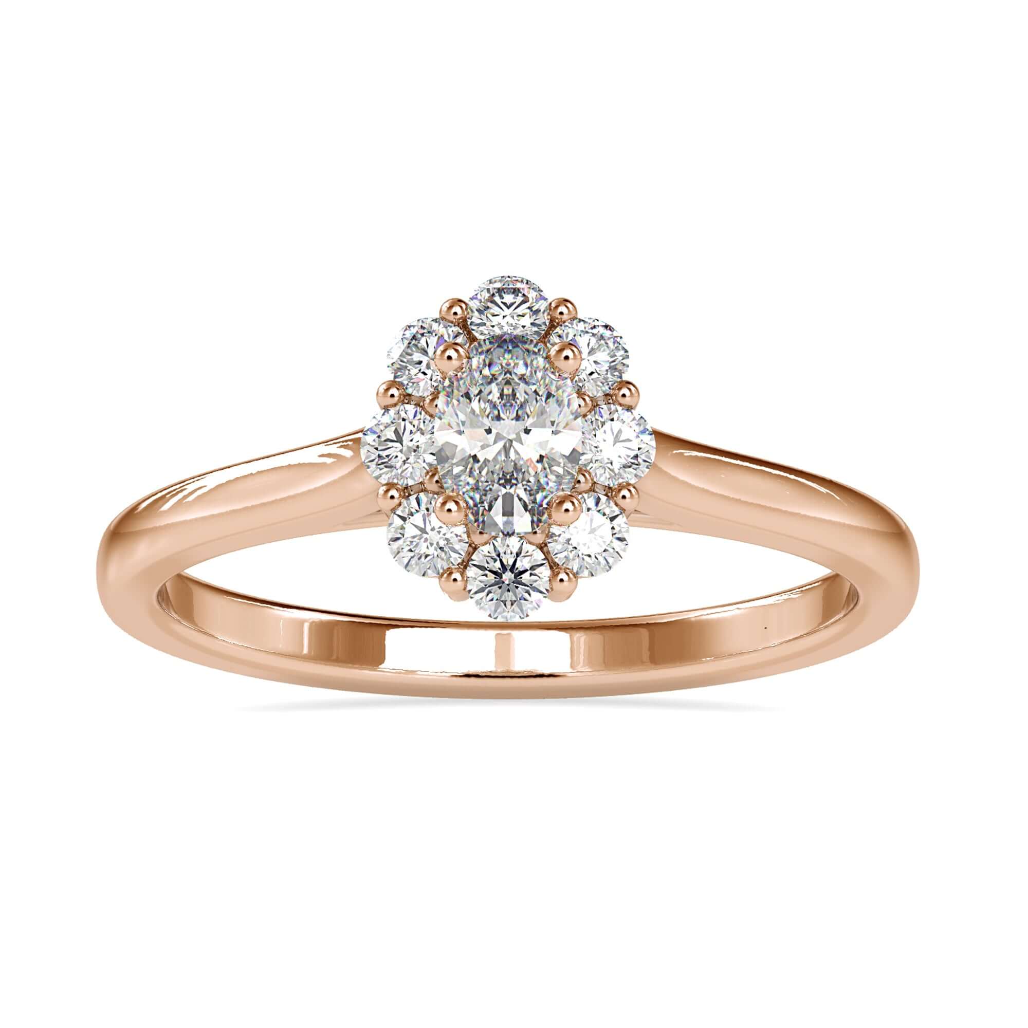 Oval centre stone ring with IGI certified round cut diamonds.