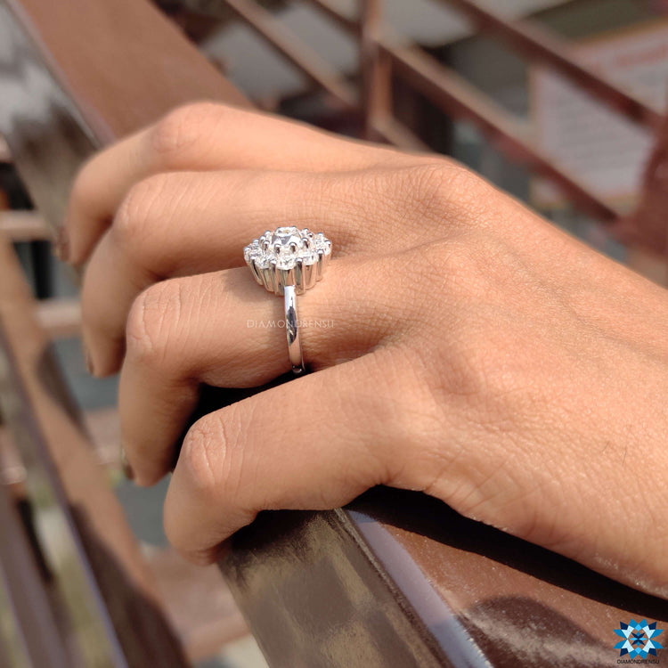 Old European Cut Moissanite Ring, halo engagement ring, custom ring, round old European cut stones