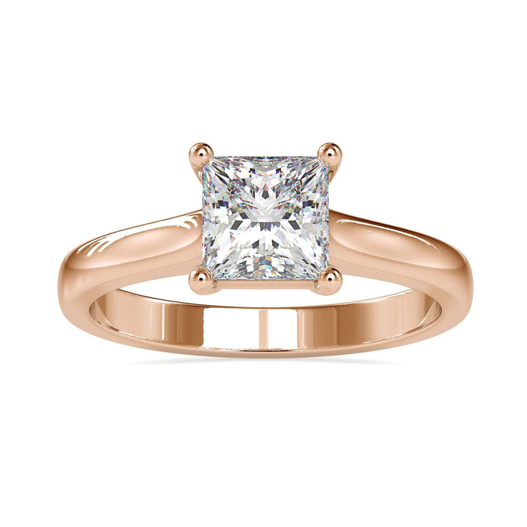 Handmade UK engagement ring with princess diamond and cathedral mount.