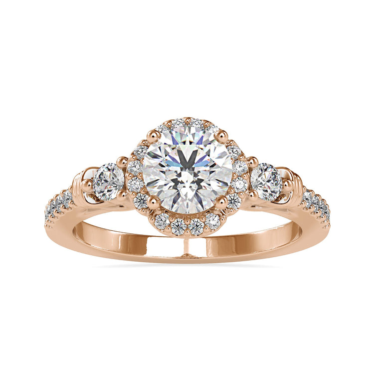 Diamondrensu UK engagement ring with floral round cut centre.
