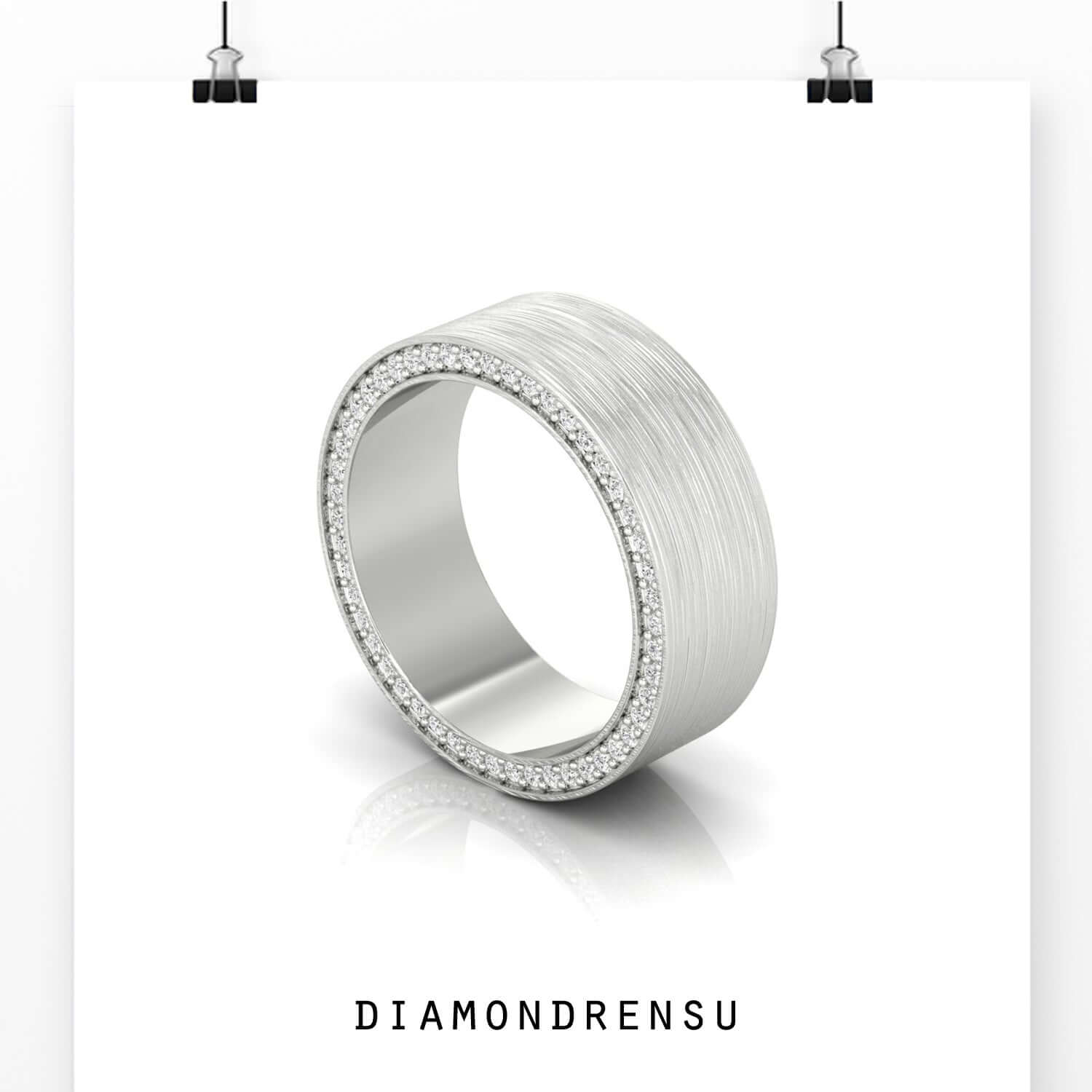 Rose gold men wedding band with sleek brushed finish.