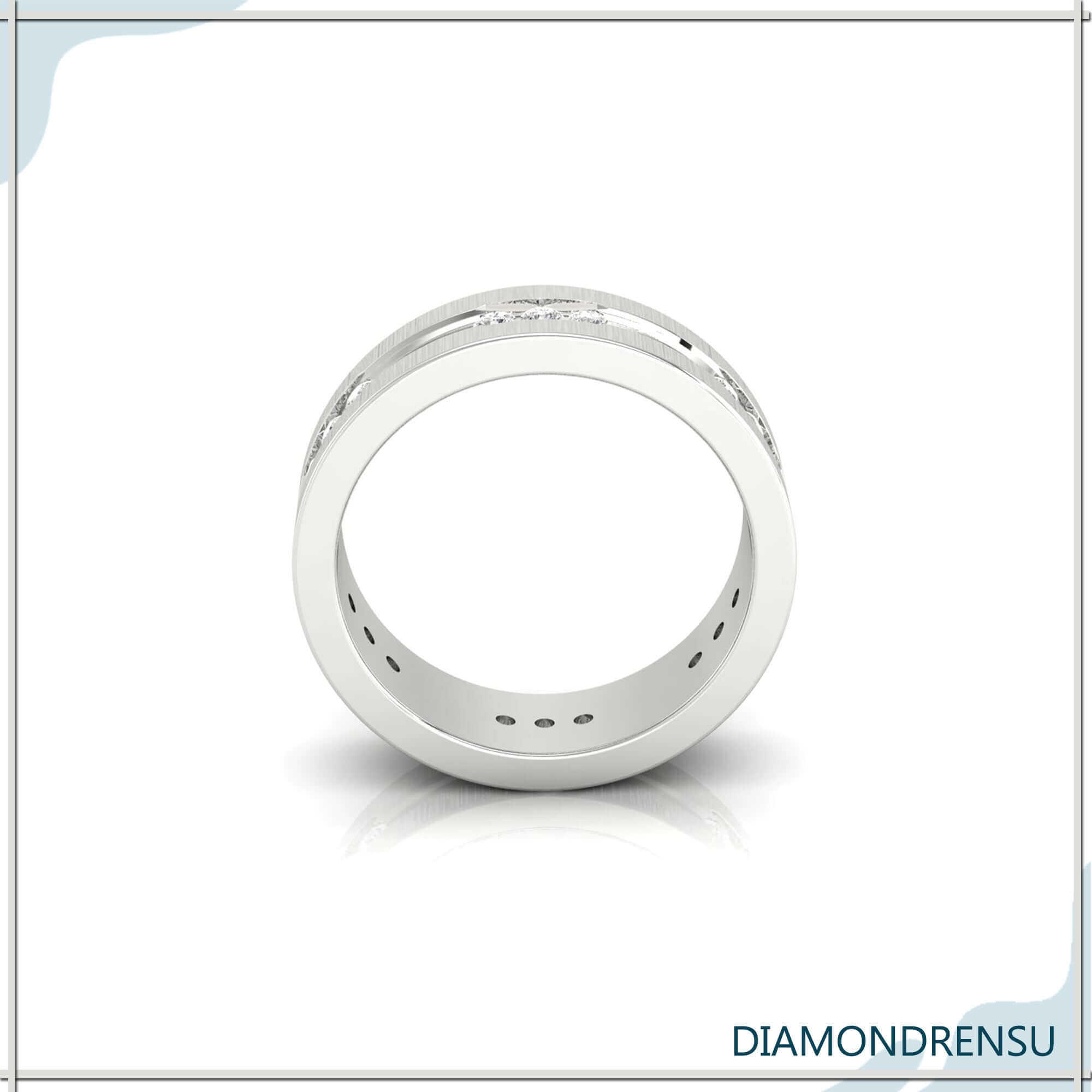 UK wedding band with satin finish and glossy polish for men.