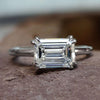 East west emerald cut ring white gold ring handmade jewelry