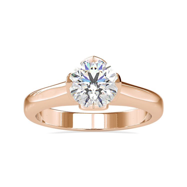 Customise engagement ring with tulip setting in rose gold.