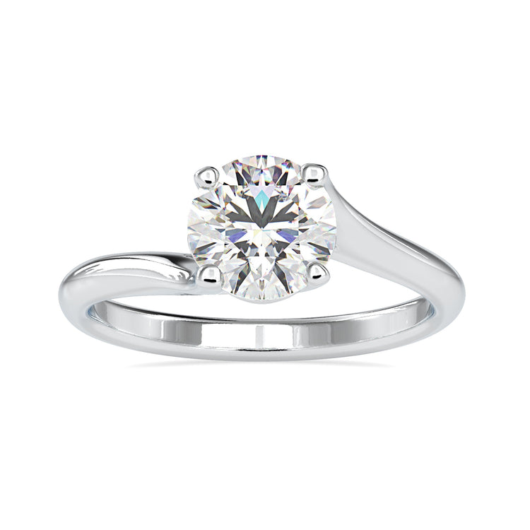 Bypass gold ring with round diamond, handmade in the UK.