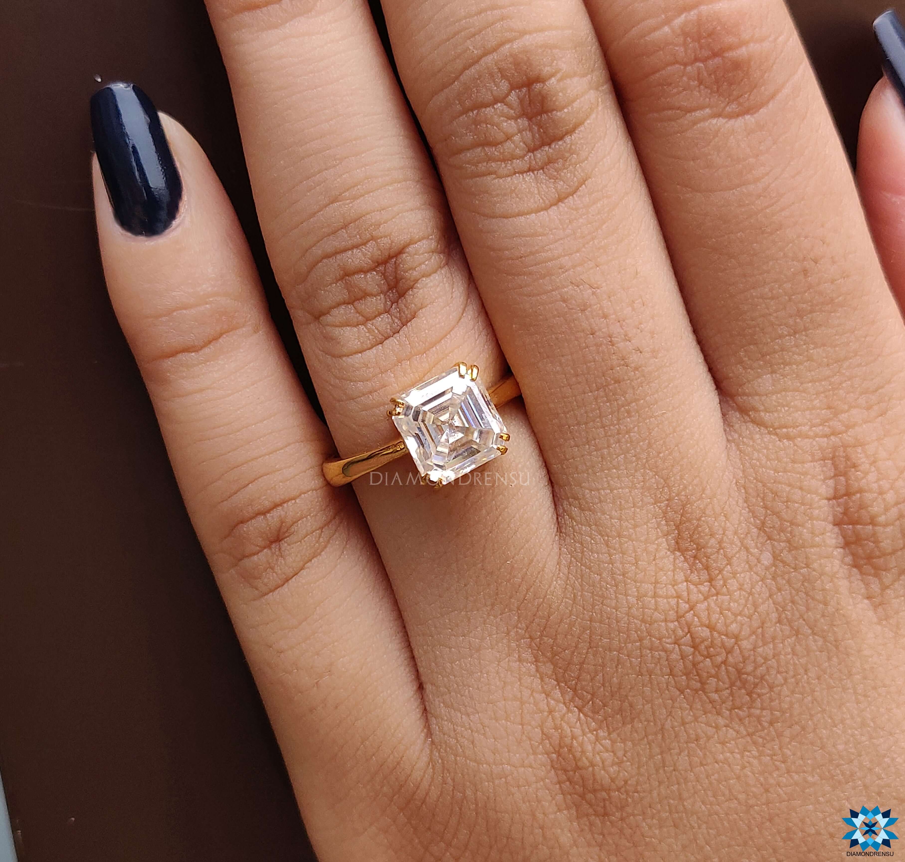 Asscher cut ring buy engagement ring moissanite diamond handmade ring diamondrensu UK engagement ring