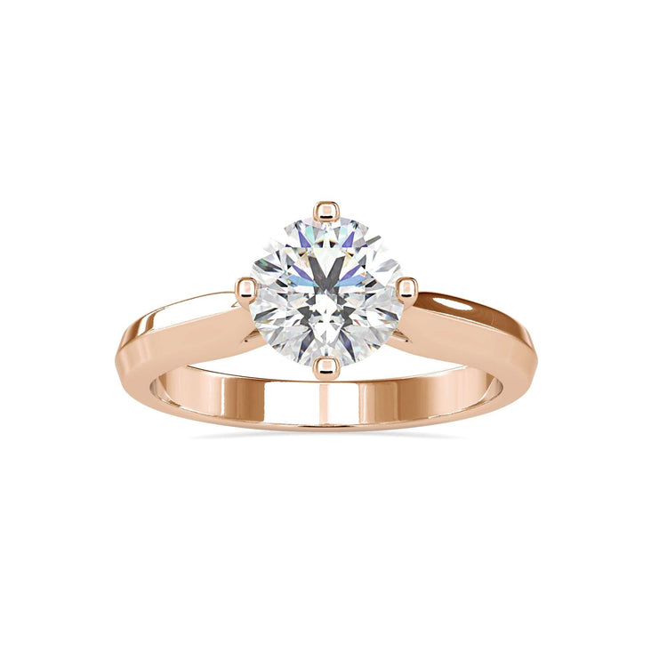 Yellow gold compass prong ring with handmade touch.