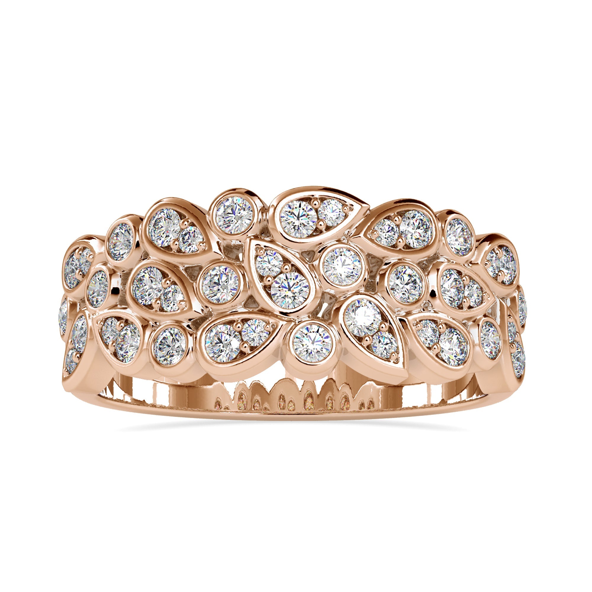 Lab grown diamond wedding band in gold finish.