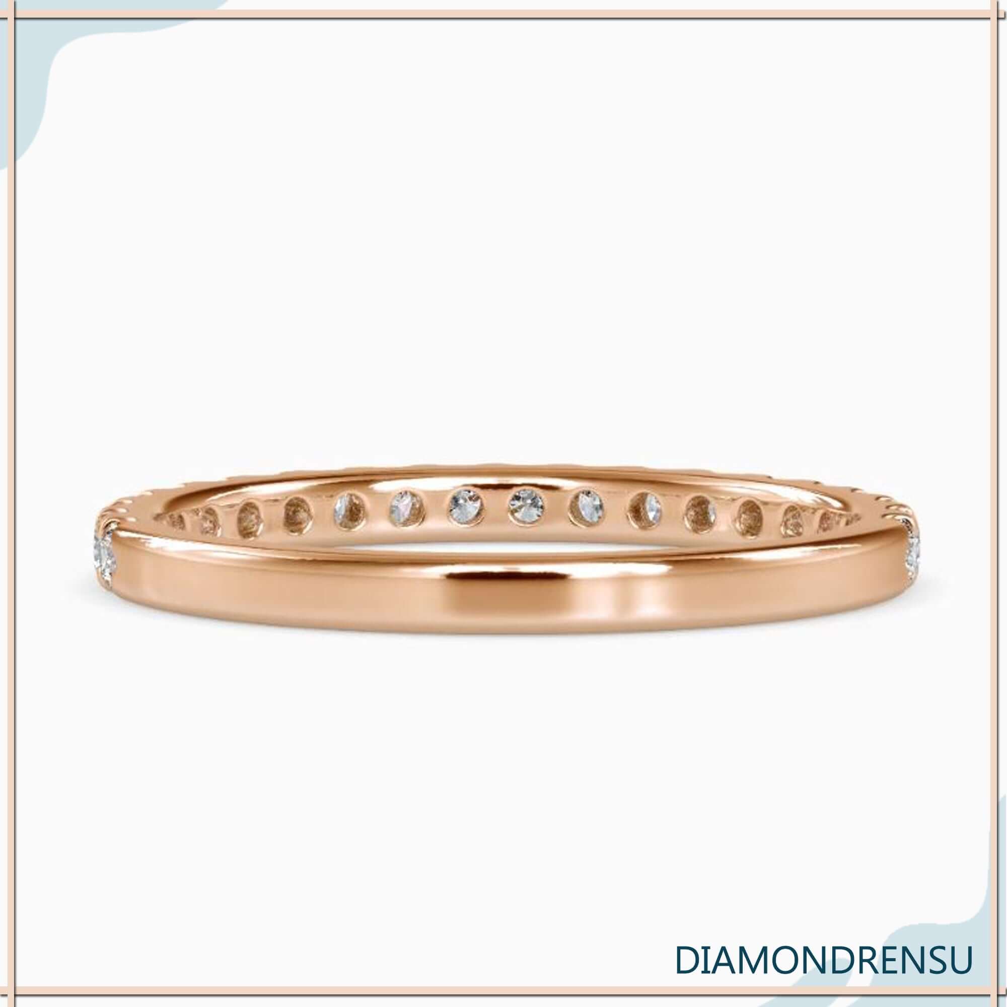 Lab grown diamond band in sleek rose gold finish.