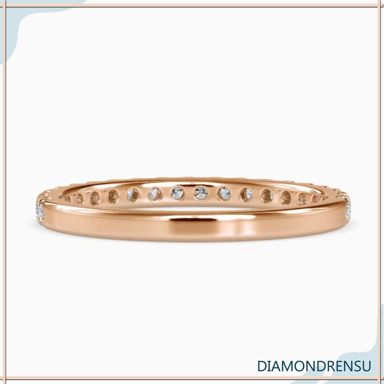 Lab grown diamond band in sleek rose gold finish.