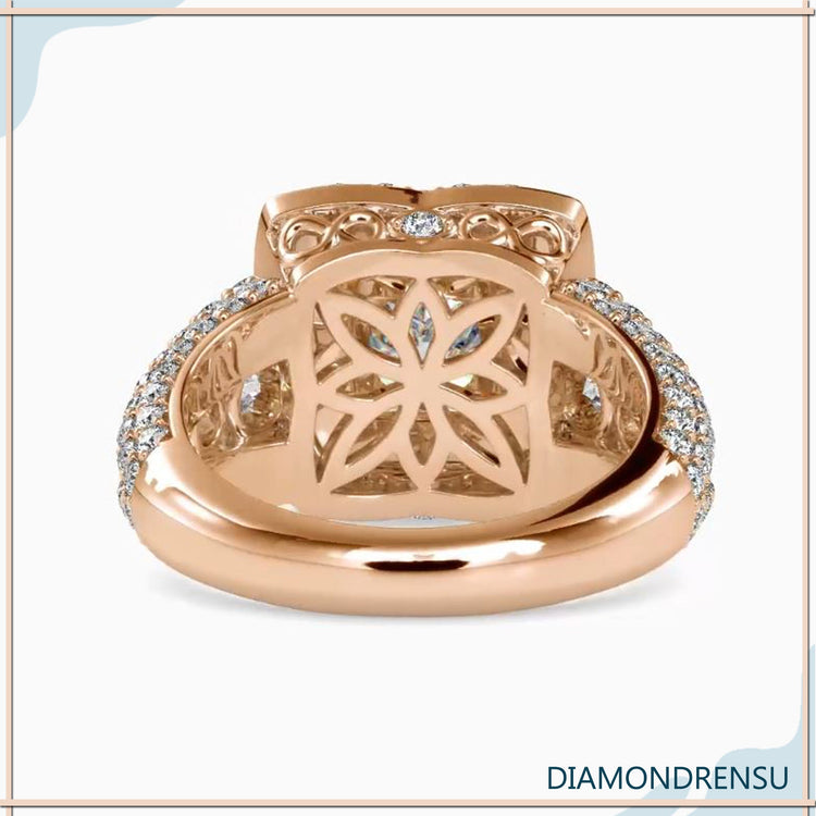 Princess cut custom engagement ring with halo.
