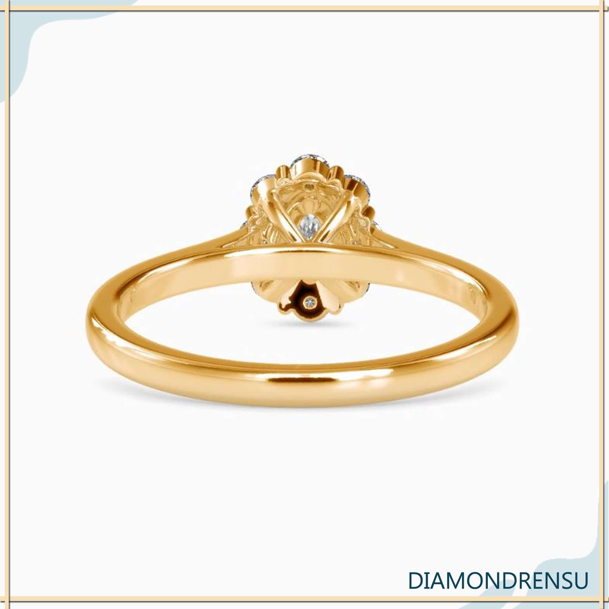 Buy engagement ring with oval diamond and round halo setting.