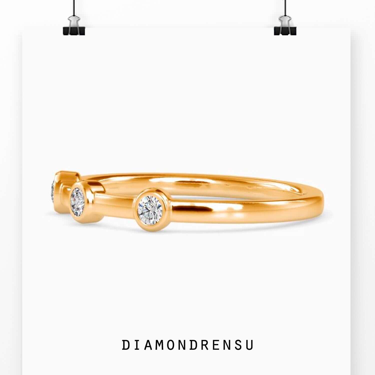 Lab grown diamond band in bezel setting for secure fit.