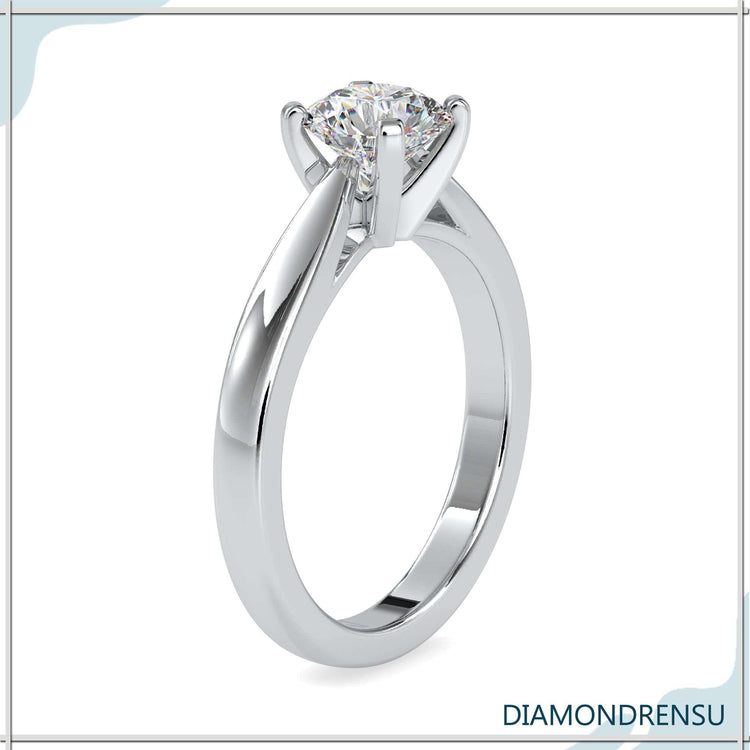 IGI certified round diamond ring in white gold.