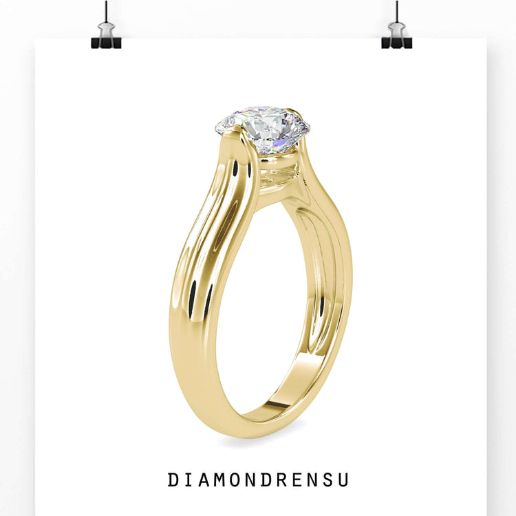 White gold diamond ring with tension setting and custom design.