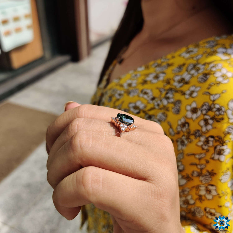 Handmade moissanite ring with vintage milgrain design.