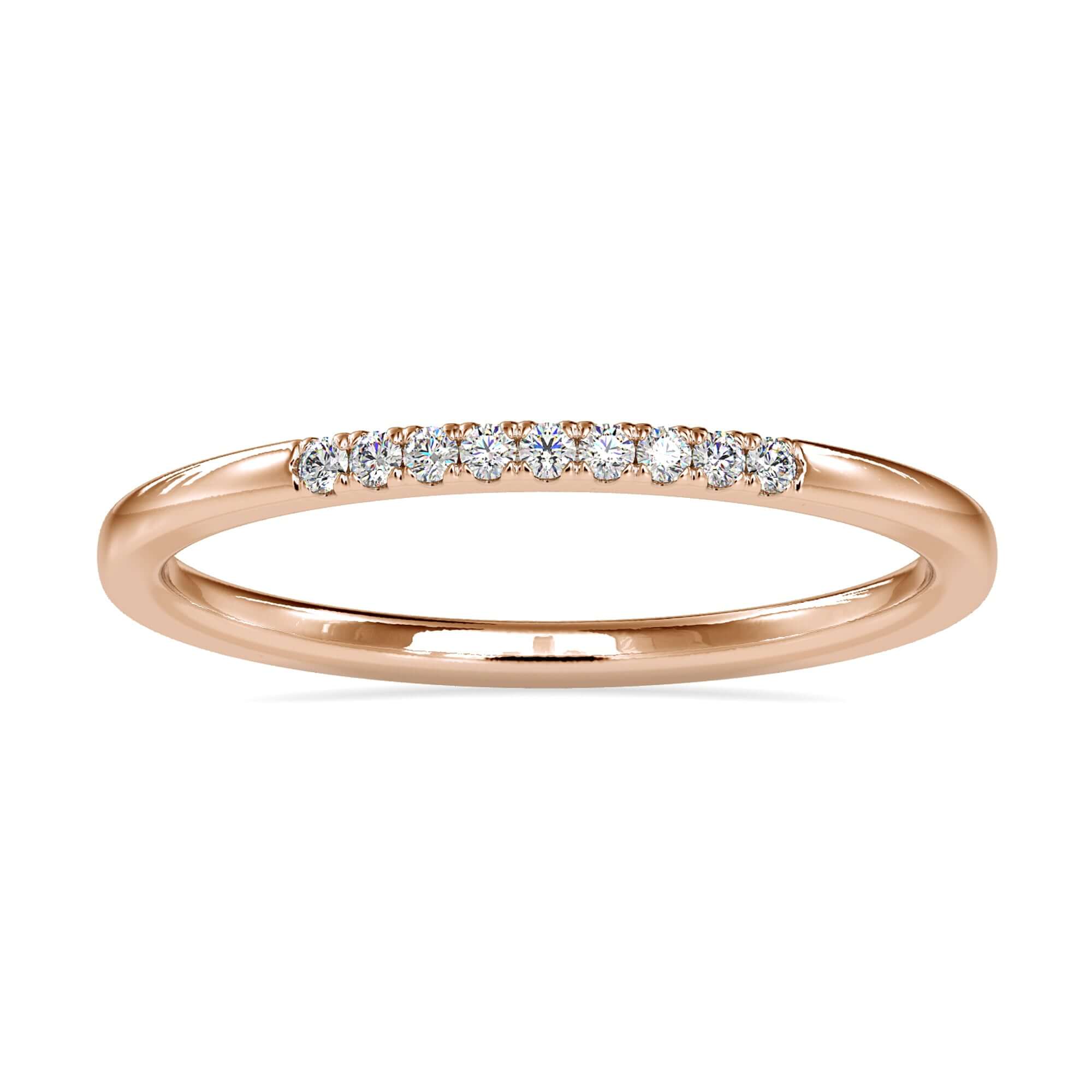 Round cut diamond gold band with 1/4 eternity style.
