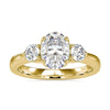 Three stone engagement ring with oval centre diamond.