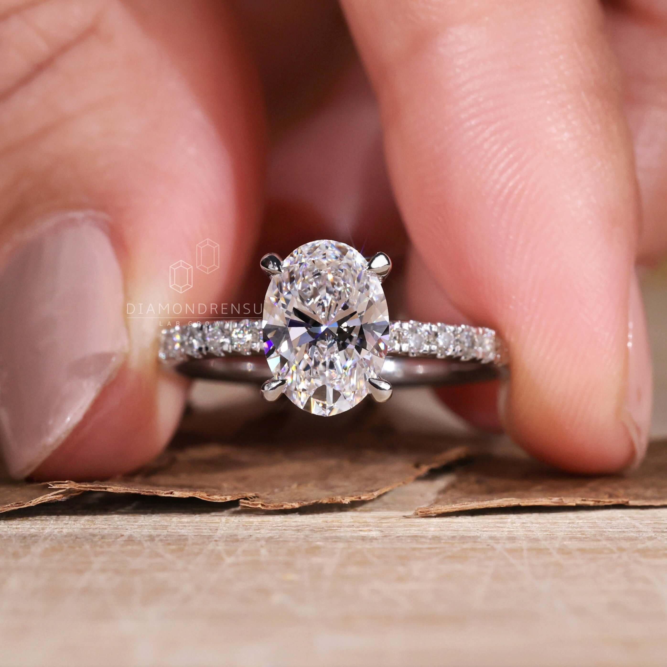 Oval engagement ring designed for women who love sophisticated and unique jewellery.