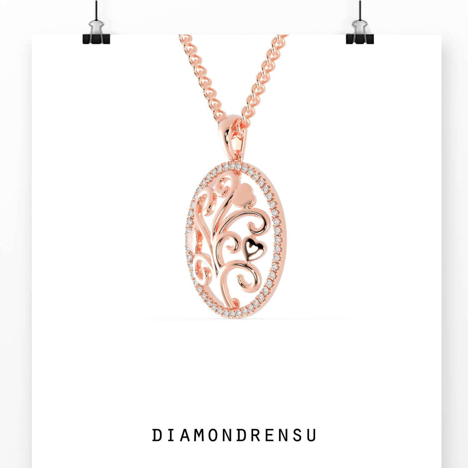 Tree of life pendant crafted in white gold with fine detail.