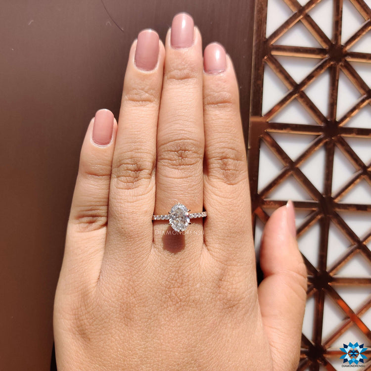 Handmade moissanite ring with prong setting.