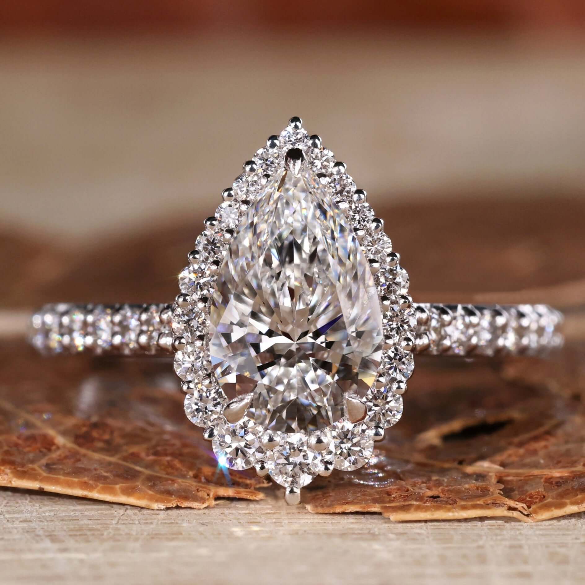 Elegant pear shape engagement ring for timeless proposals.