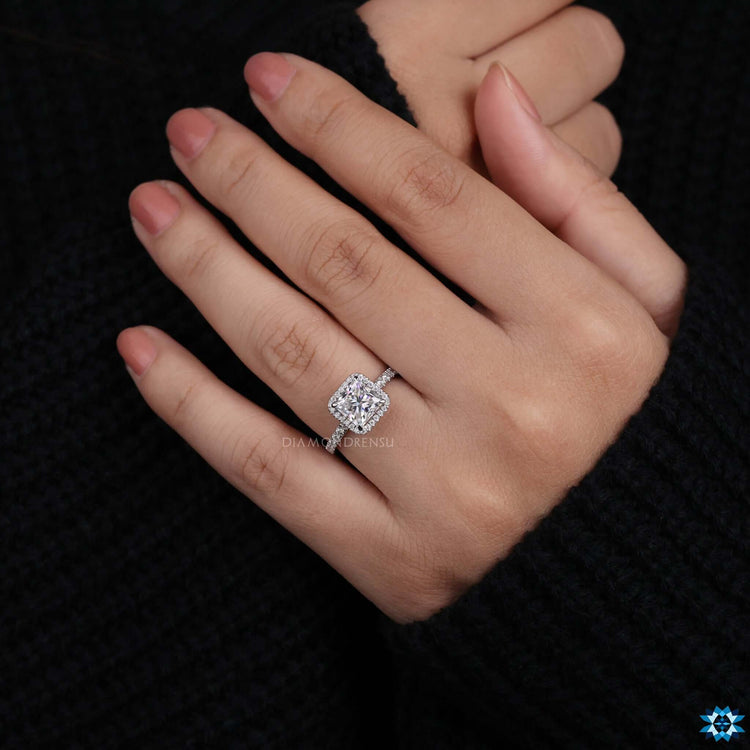 Princess cut moissanite ring.