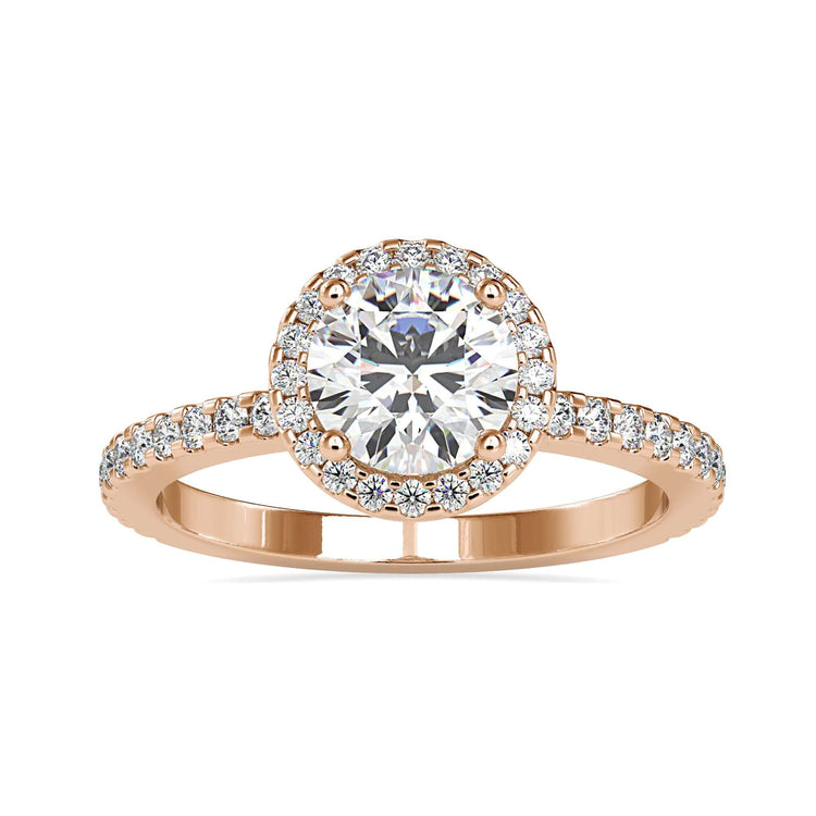 Designer ring with pave set round cut lab grown diamond.