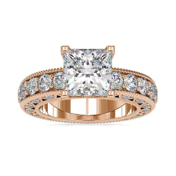 Princess cut diamond engagement ring in white gold setting.