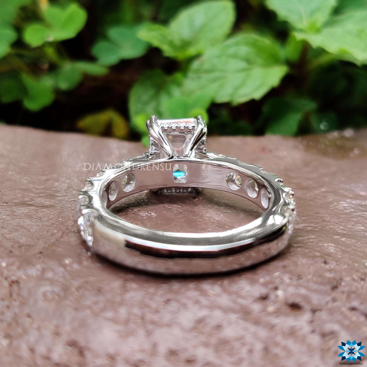 Hidden halo moissanite engagement ring.