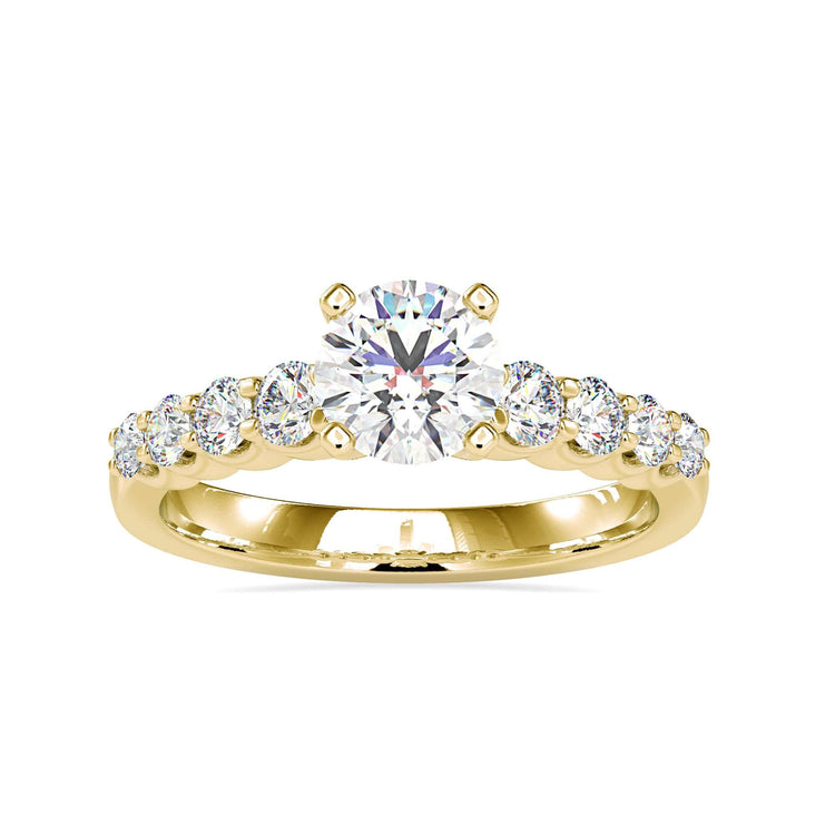 Rose gold diamond ring with round brilliant cut lab diamond.