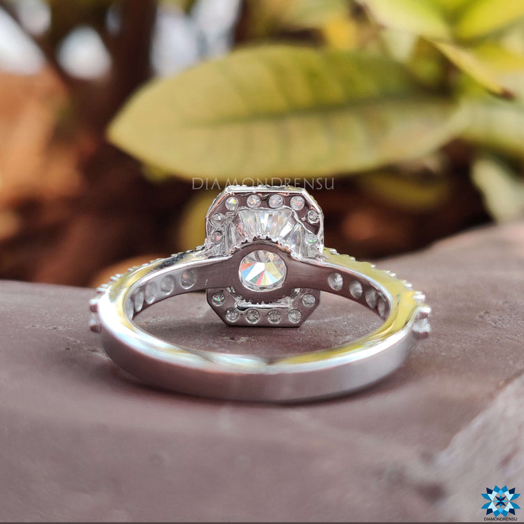 Moissanite for engagement ring in a radiant cut, offering stunning sparkle and beauty.