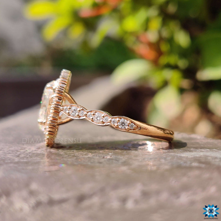Rose gold ring with 4 prong setting.