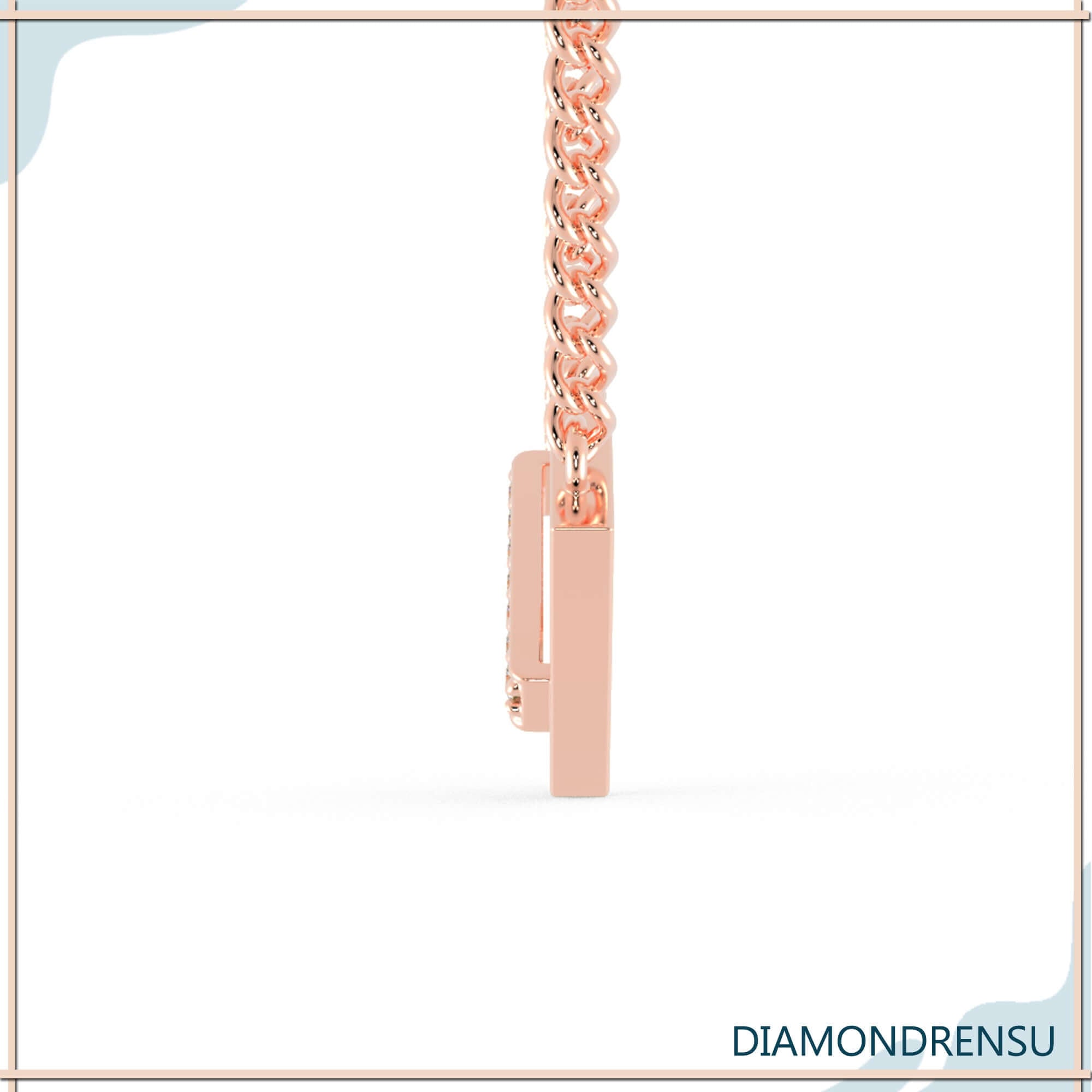 White gold pendant with V shape and brilliant round diamond.