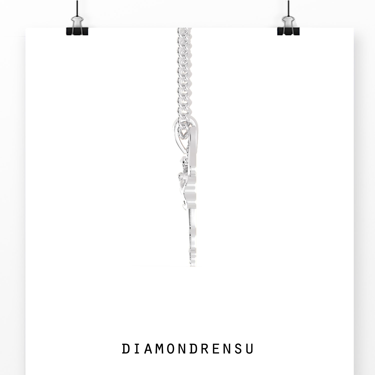 White gold pendant featuring a dancing angel motif.
