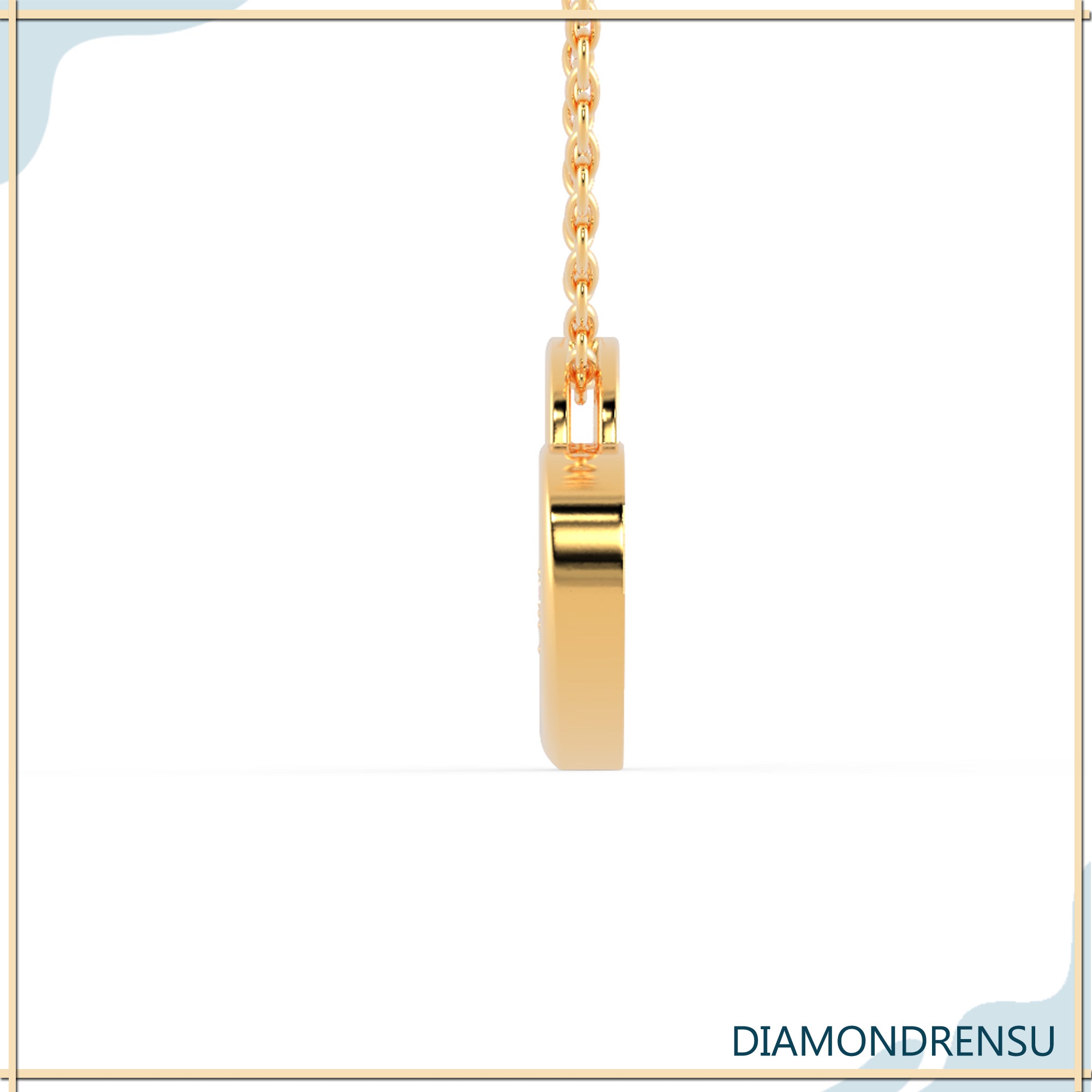 Gold diamond pendant designed with a heart-shaped lock.