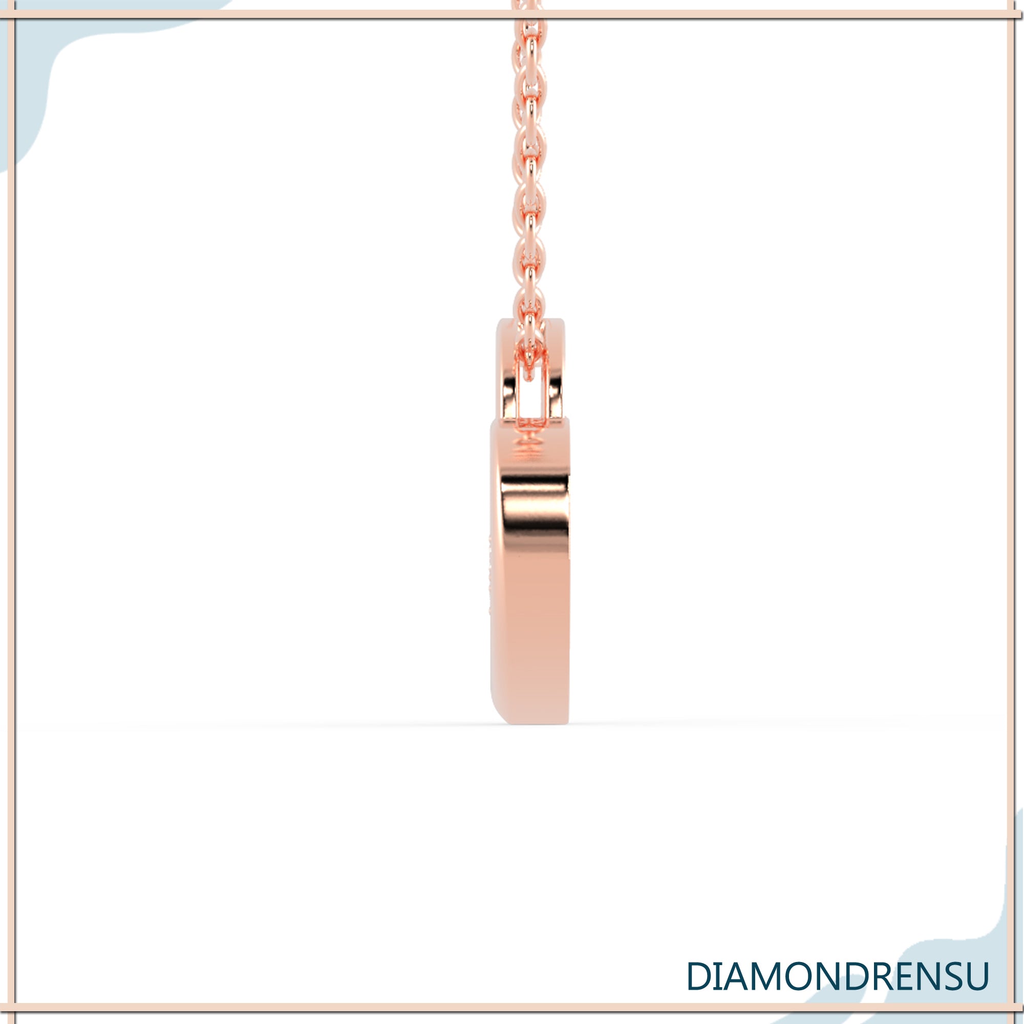 Round cut diamond pendant in heart lock style.