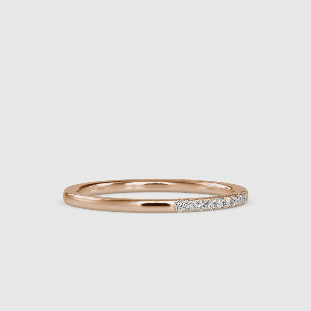 Lab grown diamond wedding band in stackable UK style.