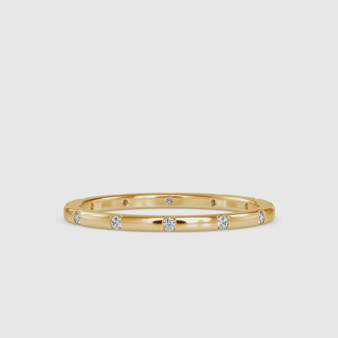 Lab grown diamond ring in eternity wedding design.