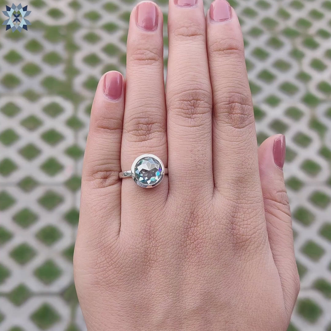 Handmade ring round cut engagement ring
