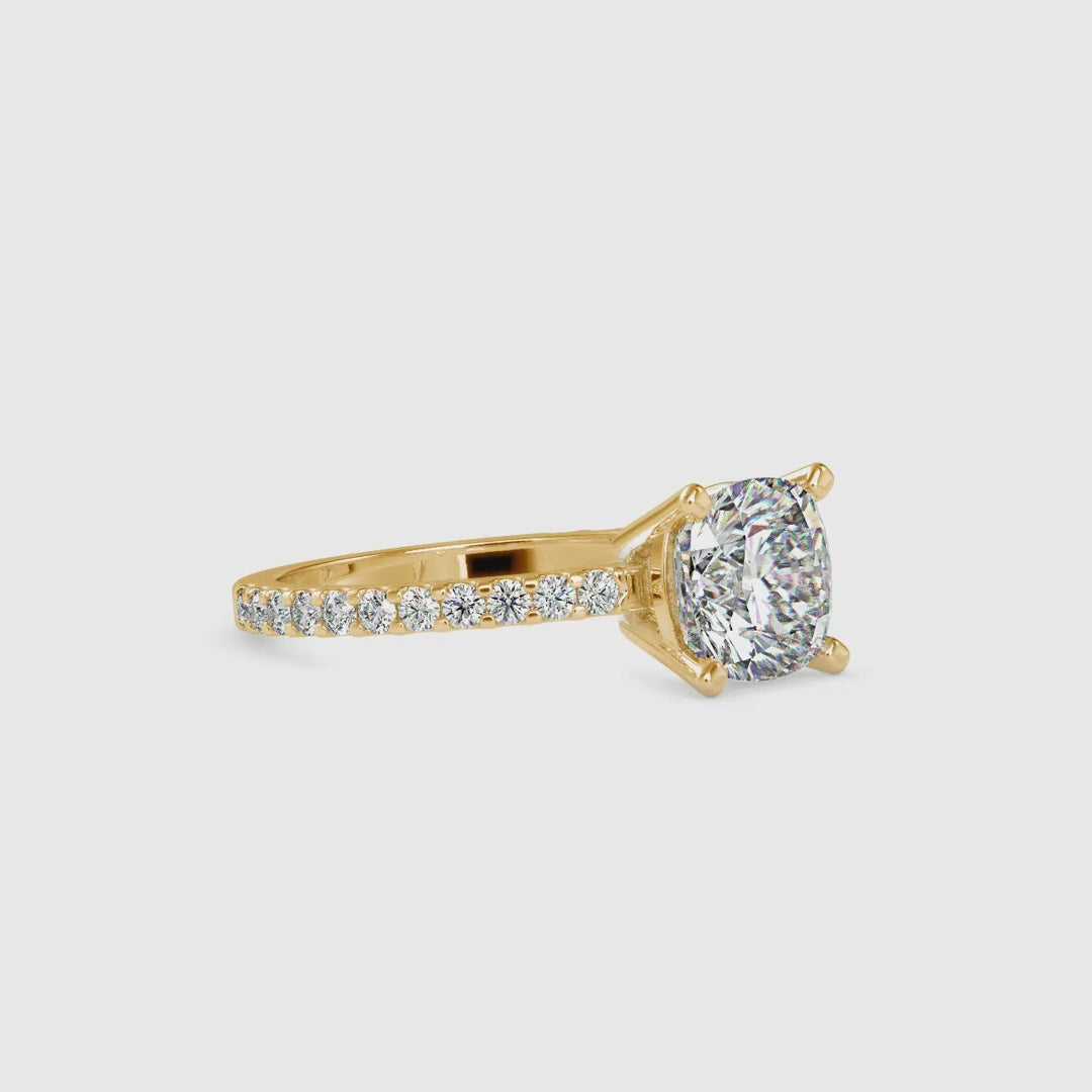 Diamondrensu UK engagement ring in rose gold with pave band.