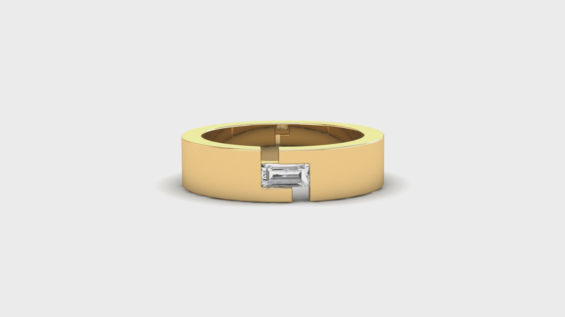 Diamondrensu UK wedding band with baguette diamond men's wedding band design.