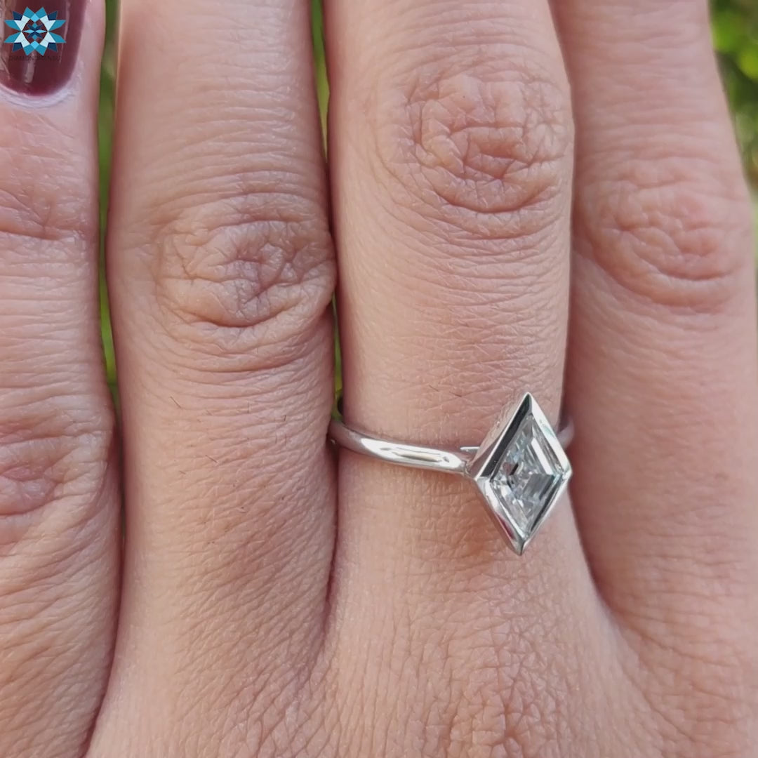 Buy custom lozenge moissanite solitaire ring online.