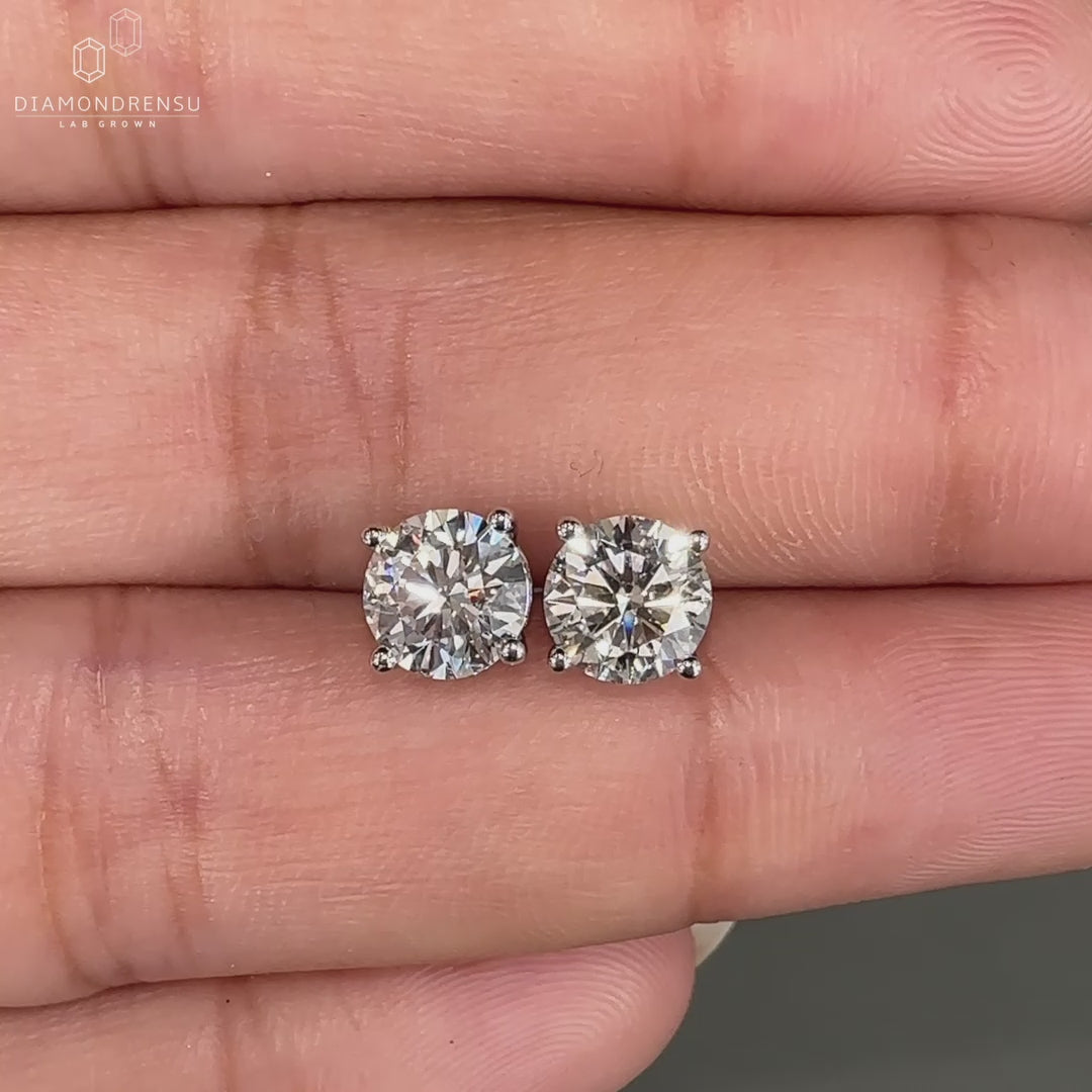 Lab grown diamond earrings in white gold.